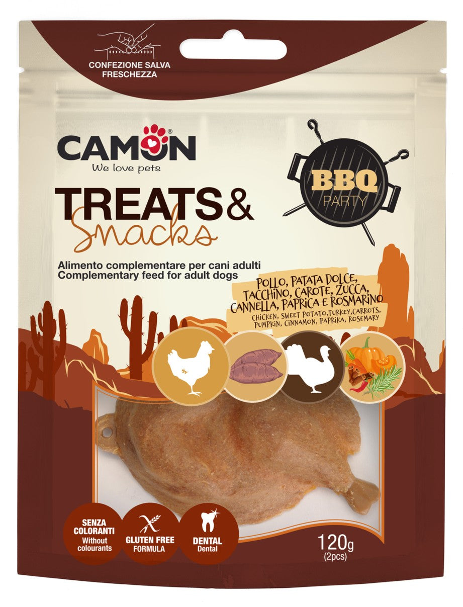Camon Treats & Snacks BBQ Party - Pollo e Tacchino 120g Camon Treats & Snacks BBQ Party - Pollo e Tacchino 120g